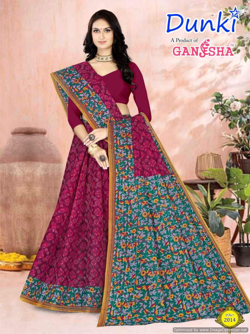 Dunki Vol 2 By Ganesha Summer Special  Printed Cotton Sarees Wholesalers In Delhi